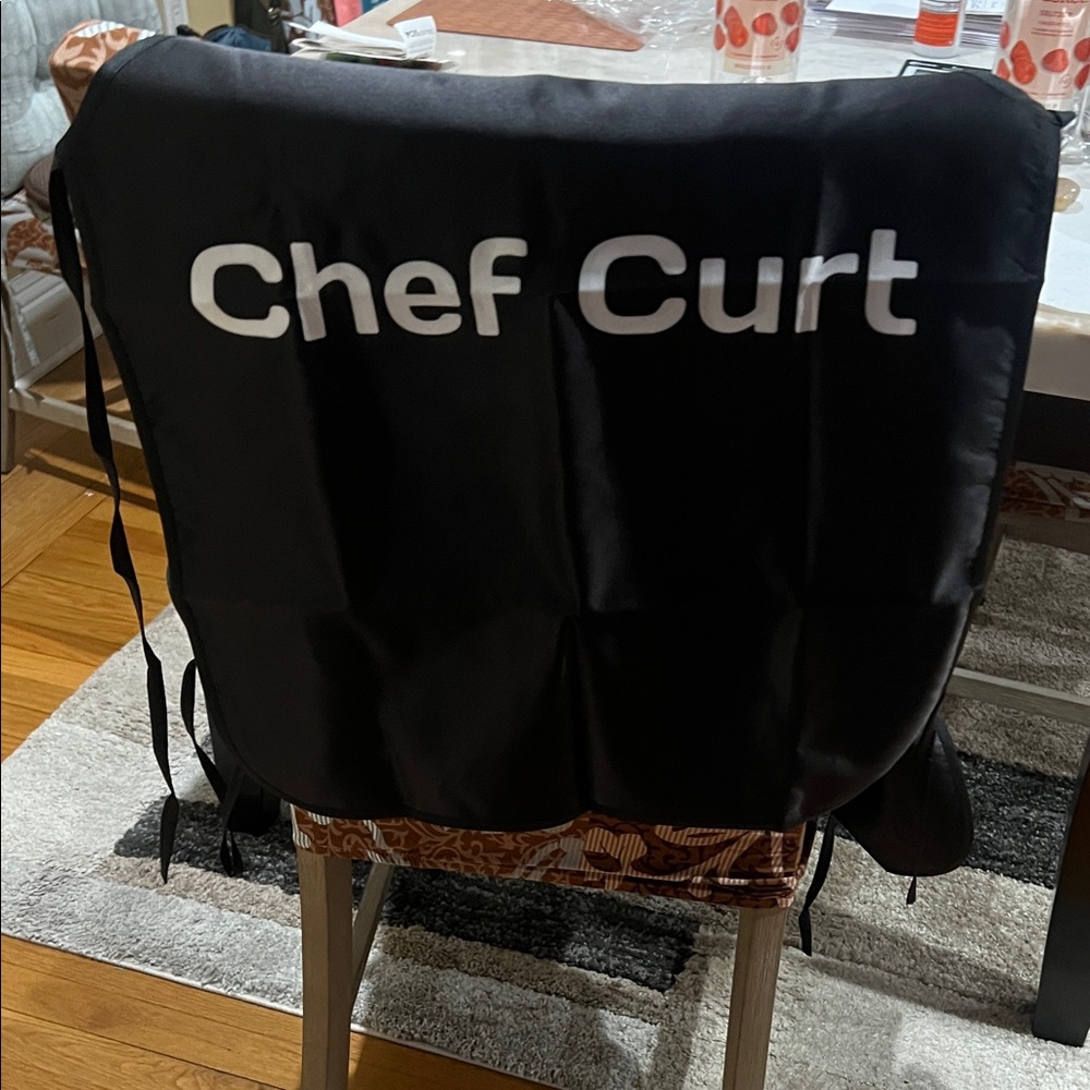 Black Chef Apron with White Text